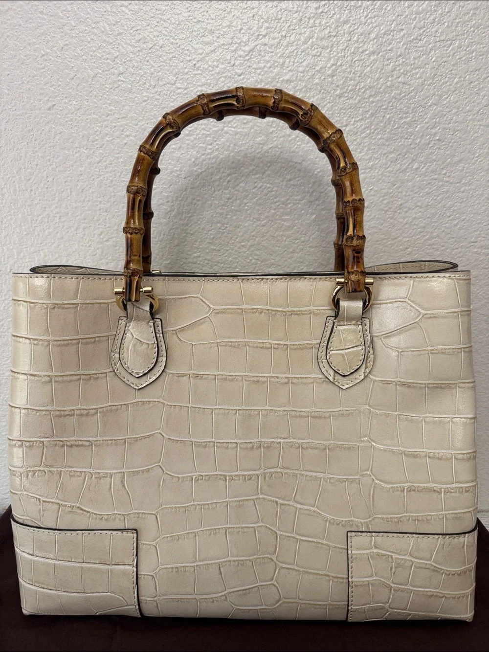Pratesi Sarteano Croc Embossed Leather Bag